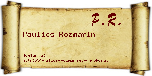 Paulics Rozmarin névjegykártya